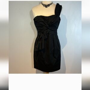 Nanette Lepore Black La Marocain Knot So Fast One Shoulder Dress | Size 8